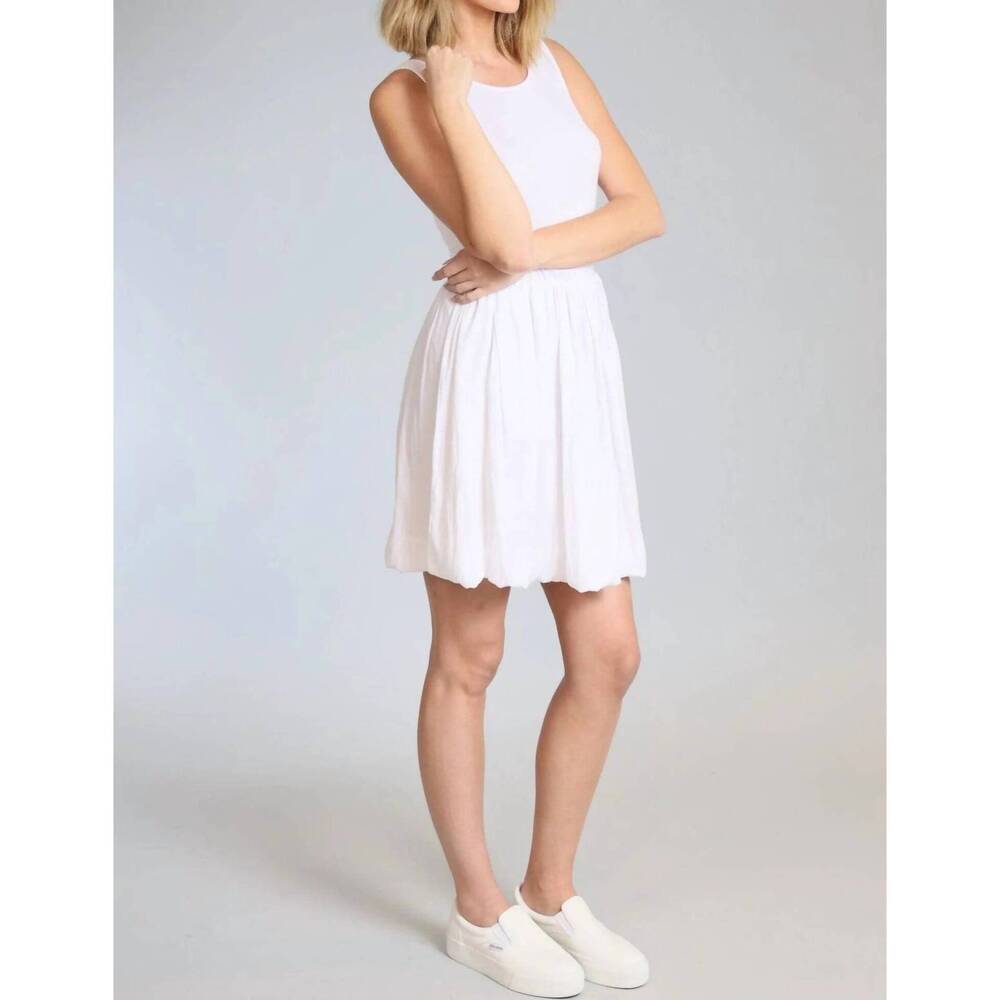 NEW LOLA & SOPHIE mixed media balloon tank dress in white